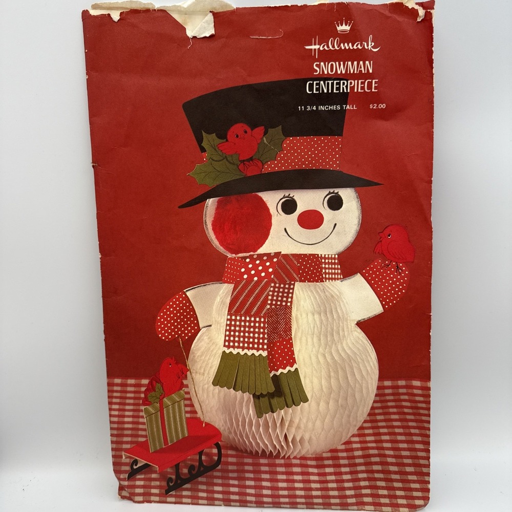 Vintage Hallmark Cards Snowman Centerpiece Honeycomb made in U.S.A